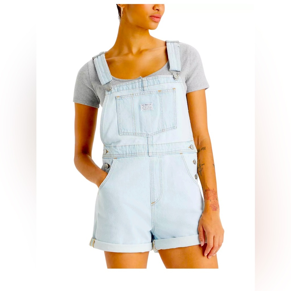 Levi’s Cotton Denim Shortalls, Medium, Light Denim, Excellent Condition